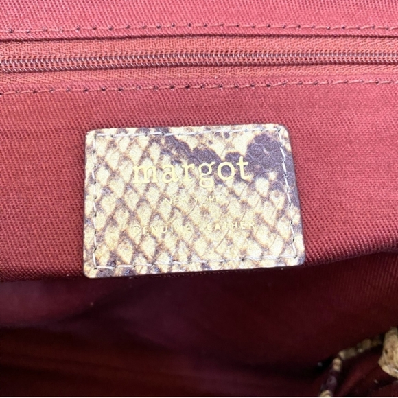 Margot Victoria Stirrup Snake Print Leather Satchel Bag - Picture 9 of 10